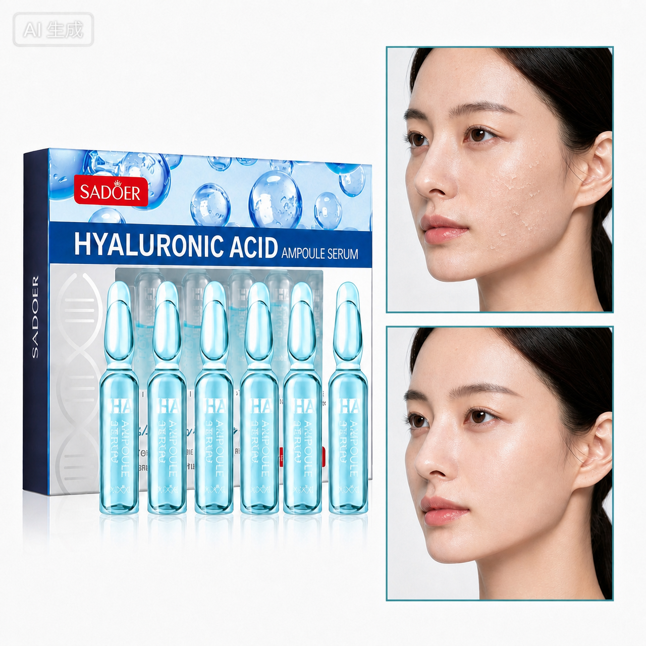 히알루론산 앰플 에센스 보습 세럼 수분 충전 원액  2ml*7개입/히알루론산 앰플/여성 에센스 세럼